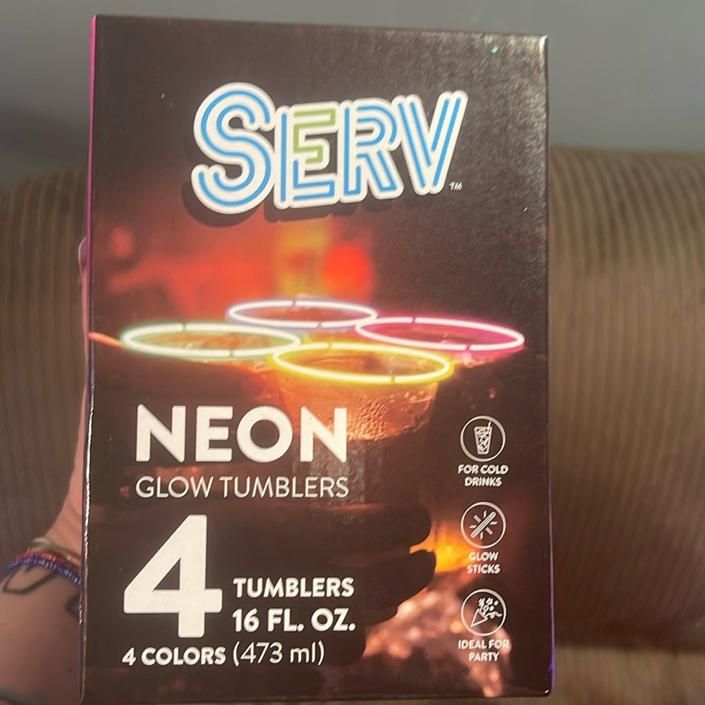 NWOT FOUR NEON GLOW TUMBLERS
